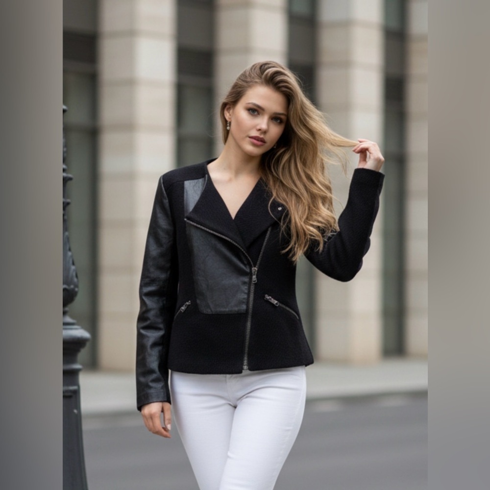 Attitude Elegant Black PUWomen's Jacket